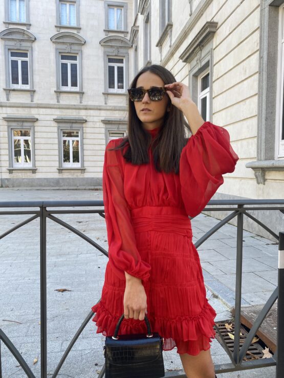 Vestido gasa rojo ronda - Imagen 5
