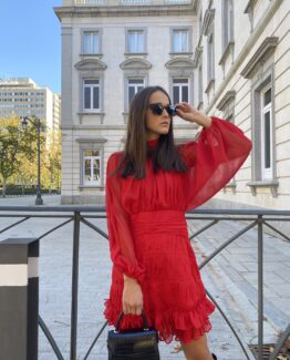 Vestido gasa rojo ronda