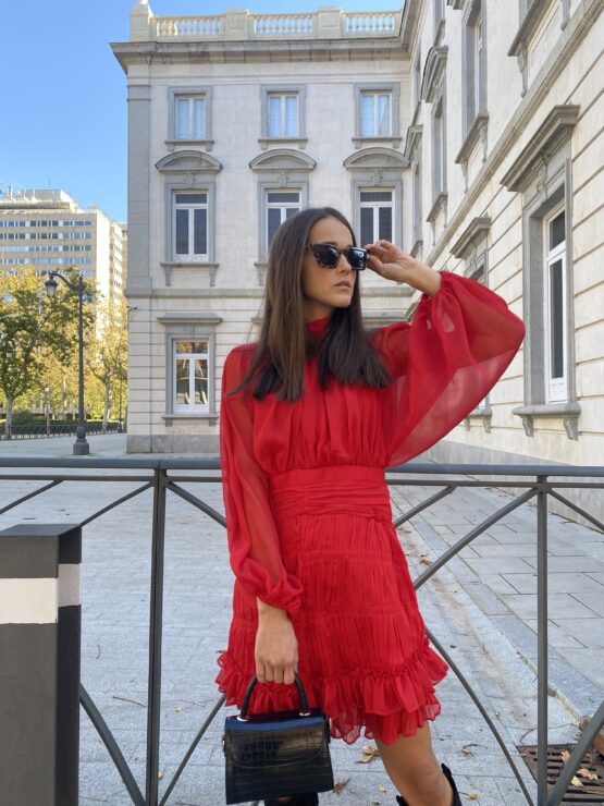 Vestido gasa rojo ronda