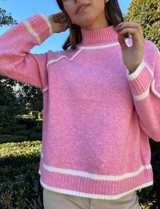Jersey punto  color block rose - Imagen 2