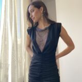 Vestido punto rejilla negro