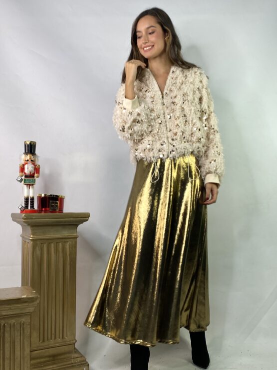 Falda capa metalizada gold