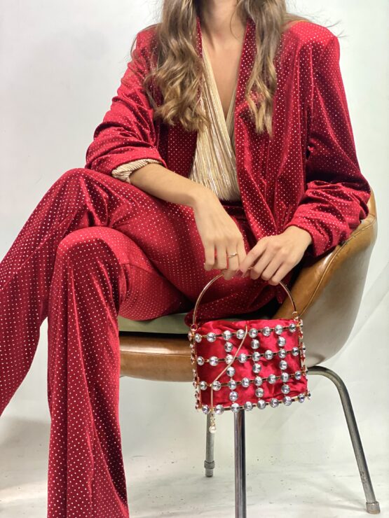 Traje terciopelo rojo y brillos - Imagen 2