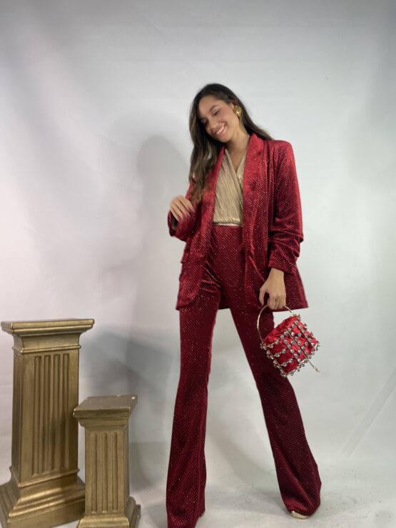 Traje terciopelo rojo y brillos - Imagen 5