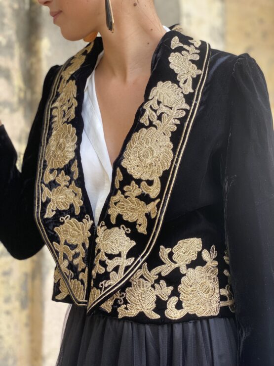 Chaqueta terciopelo bordada voltaire - Imagen 3