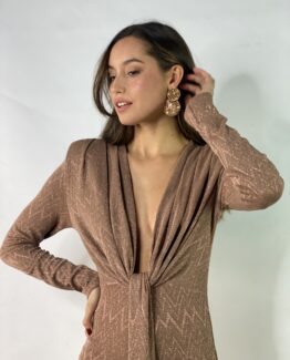 Vestido punto jacquard gold