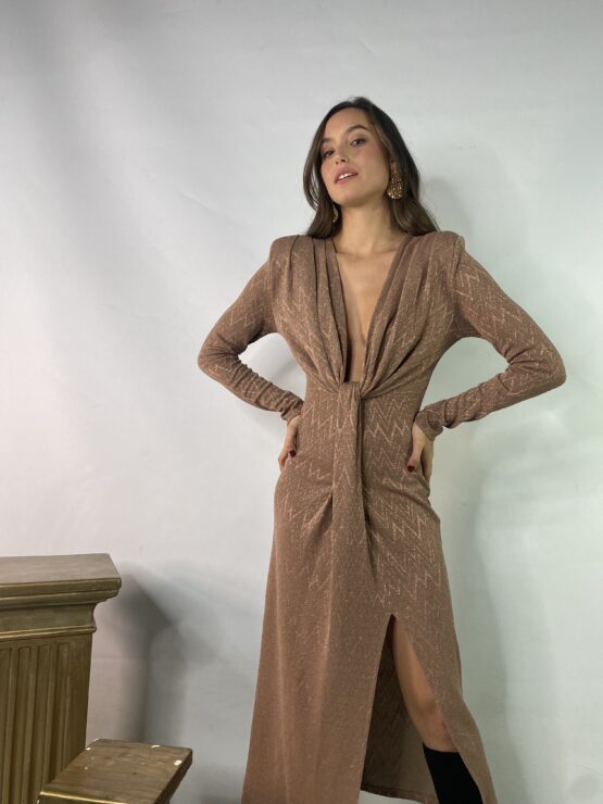 Vestido punto jacquard gold - Imagen 2