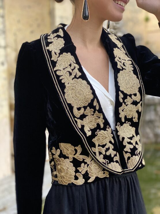 Chaqueta terciopelo bordada voltaire - Imagen 2