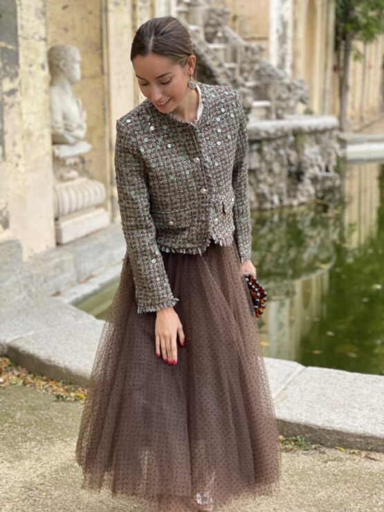Chaqueta tweed sequins brown - Imagen 8