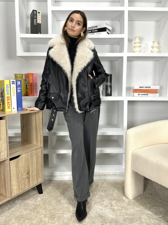 Chaqueta efecto piel y pelo Covadonga black - Imagen 6