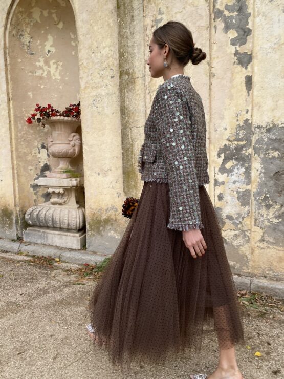 Chaqueta tweed sequins brown - Imagen 9