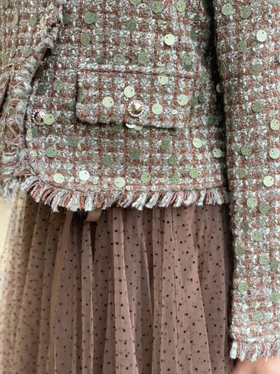Chaqueta tweed sequins brown - Imagen 2