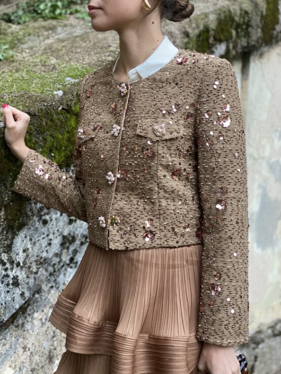 Chaqueta camel joya bordada - Imagen 3