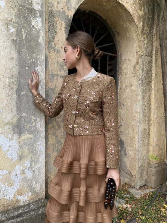 Chaqueta camel joya bordada - Imagen 5