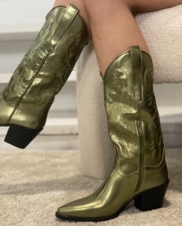 Bota metalizada bordada