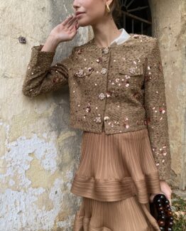 Chaqueta camel joya bordada