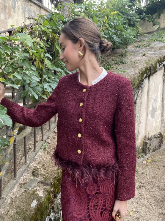 Chaqueta tweed coco burdeos