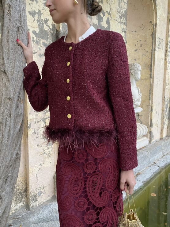 Chaqueta tweed coco burdeos - Imagen 5