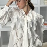 Blusa volantes y lazada blanca - Imagen 7