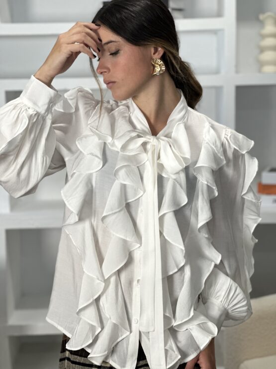 Blusa volantes y lazada blanca - Imagen 7