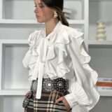 Blusa volantes y lazada blanca - Imagen 6