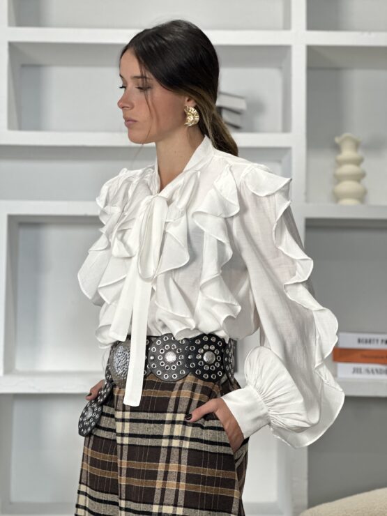 Blusa volantes y lazada blanca - Imagen 6