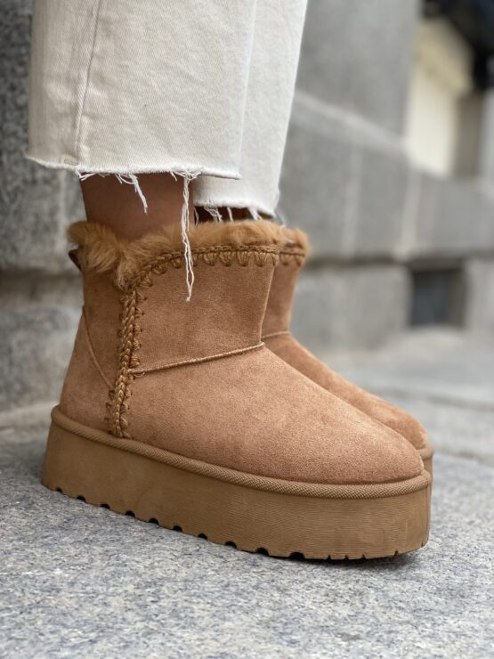 Bota pelo plataforma camel - Imagen 2