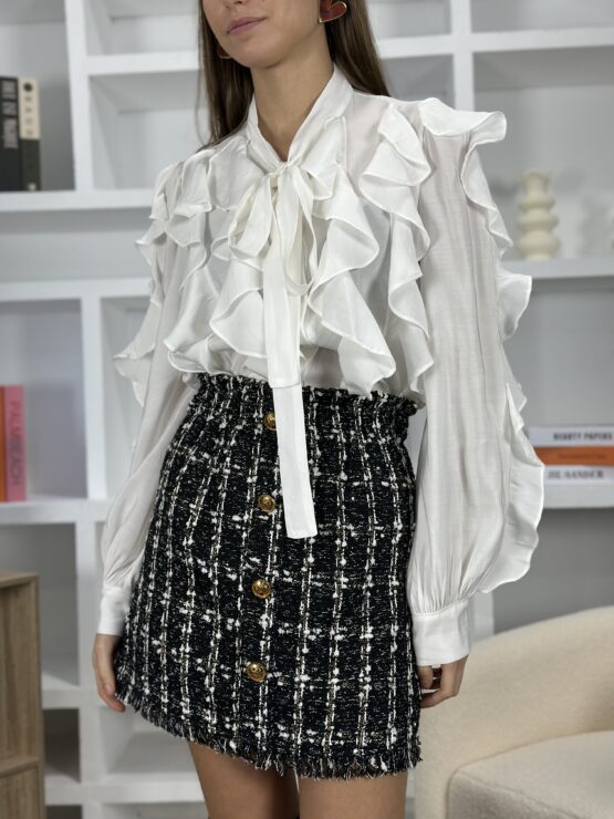 Blusa volantes y lazada blanca - Imagen 5