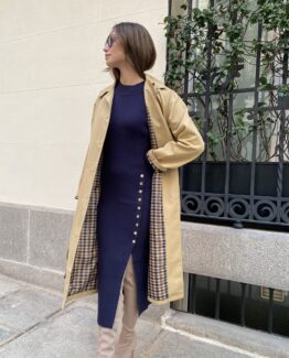 Vestido de punto botones dorados azul marino