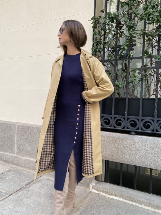 Vestido de punto botones dorados azul marino