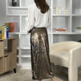 Falda lapiz lentejuela reversible visón - Imagen 7