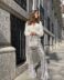 Pantalón flare lentejuelas plata