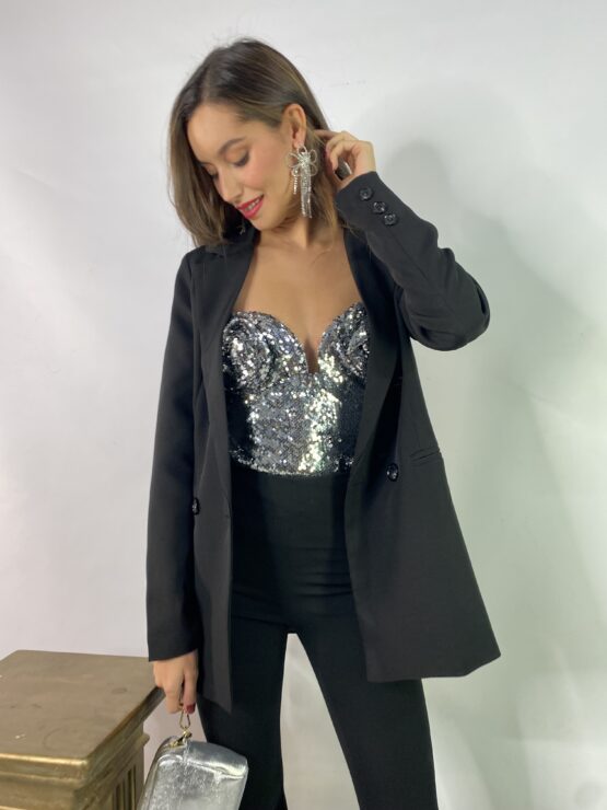 Corset roses lentejuelas plata - Imagen 5