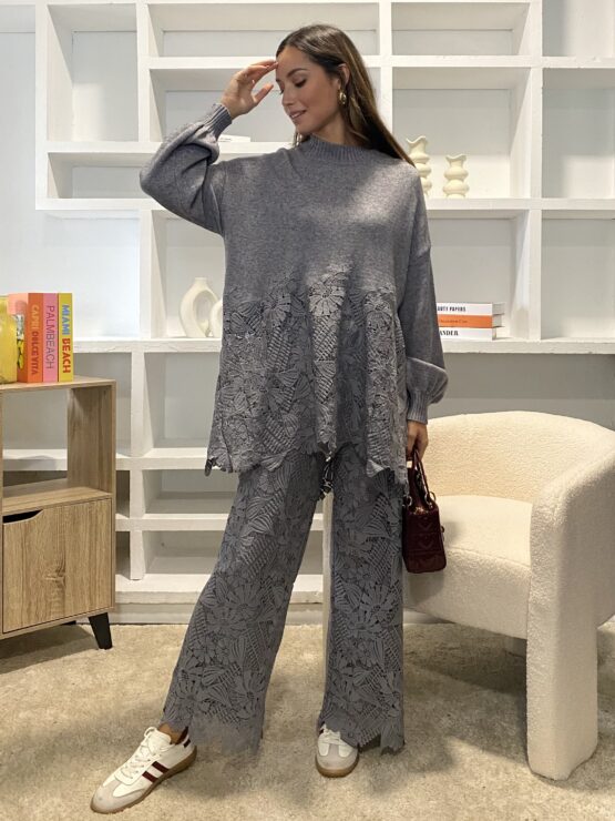 Conjunto de punto guipur grey