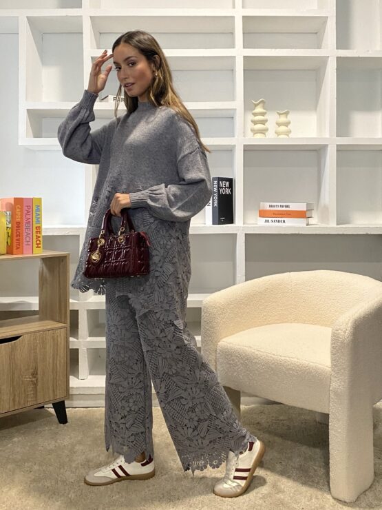 Conjunto de punto guipur grey - Imagen 2