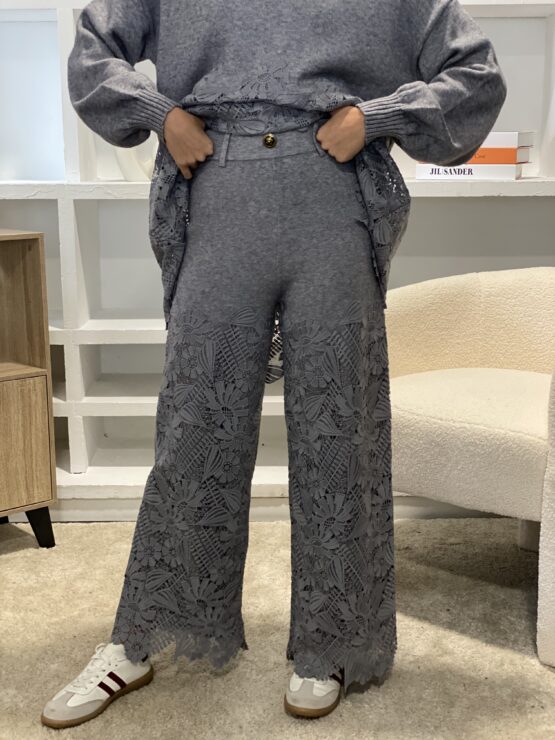 Conjunto de punto guipur grey - Imagen 4