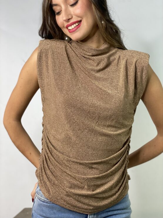 Camiseta hombreras lurex gold