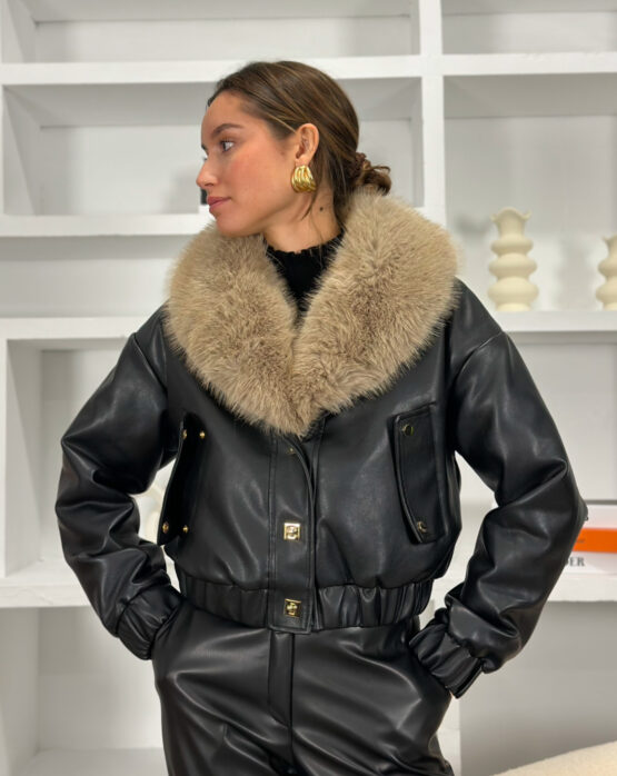 Cazadora borgoña negro