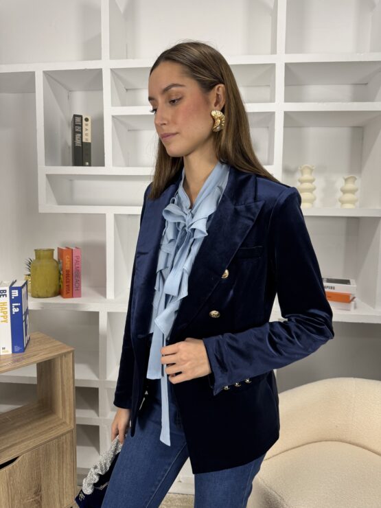 Blazer claudie terciopelo azul - Imagen 4