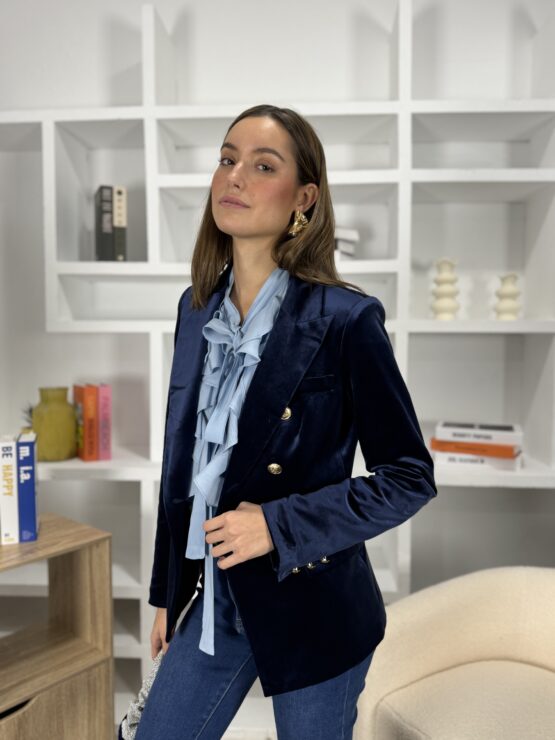 Blazer claudie terciopelo azul - Imagen 5