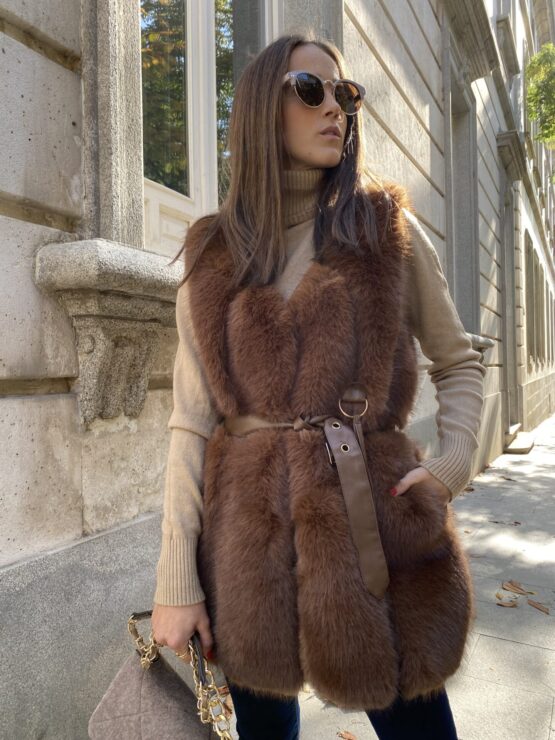 Chaleco pelo con cinto - Imagen 3