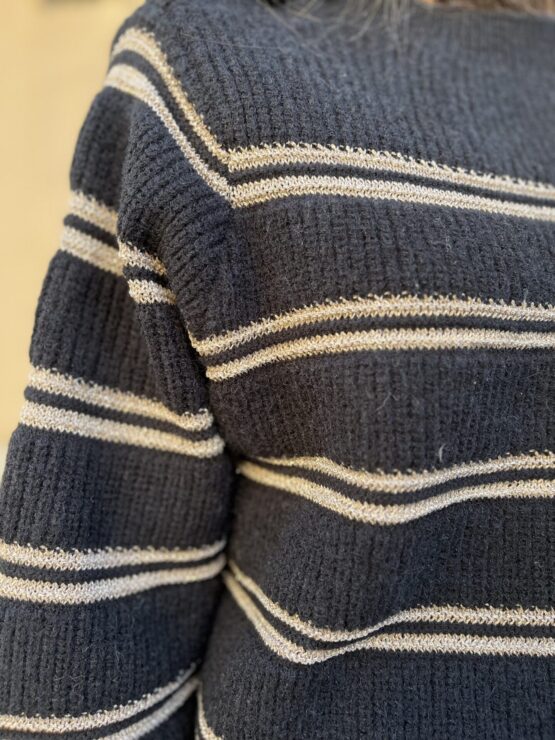 Jersey punto rayas doradas lurex - Imagen 2