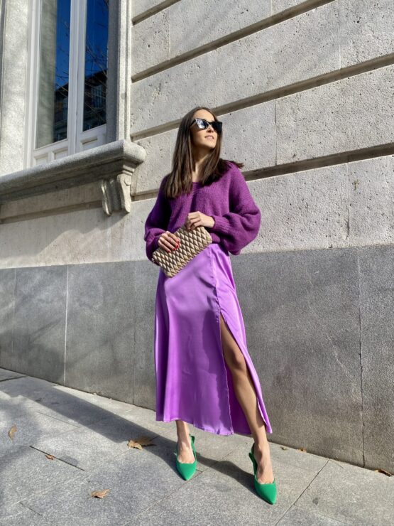 Falda satén purple
