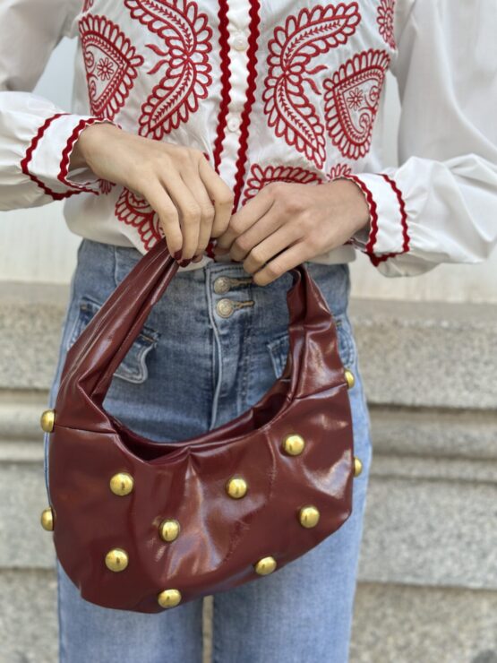 Bolso tachas burdeos - Imagen 3