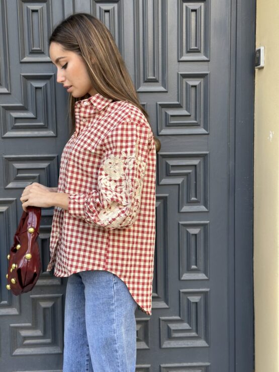 Camisa  Vichy bordada Florencia rouge - Imagen 3