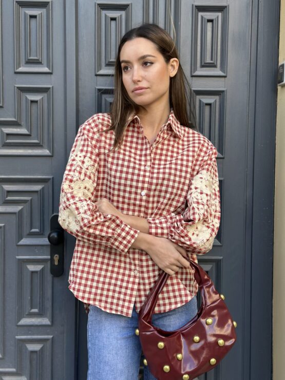 Camisa  Vichy bordada Florencia rouge - Imagen 6
