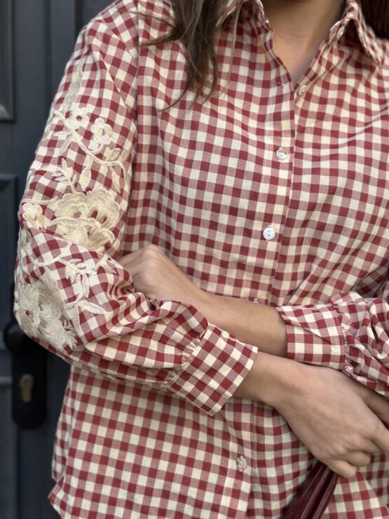 Camisa  Vichy bordada Florencia rouge - Imagen 2