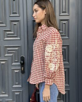 Camisa  Vichy bordada Florencia rouge