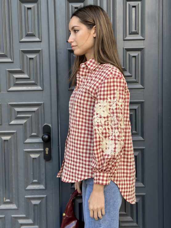 Camisa  Vichy bordada Florencia rouge