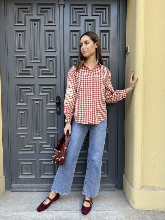 Camisa  Vichy bordada Florencia rouge - Imagen 8